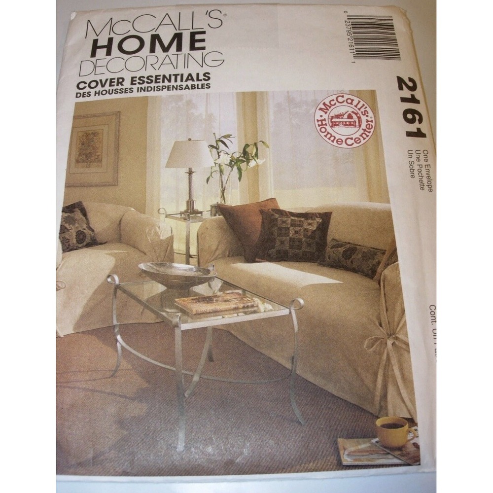 McCalls 2161 Sewing Pattern Sofa Chair Slipcover Pillow Covers Essentials DIY